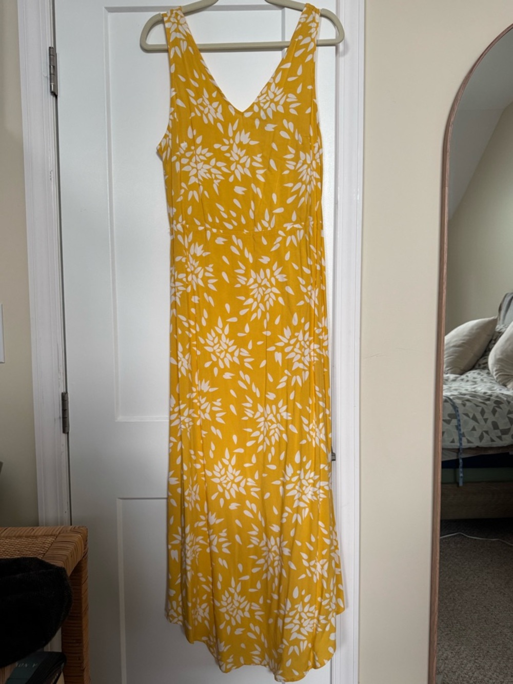 Yellow Floral V-Neck Maxi Dress A New Day Sz M NWT slits Lightweight Summer